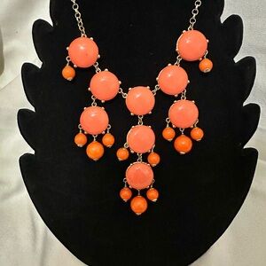 J. Crew Statement Bib Necklace Vibrant Orange-24” length (bib beads 4” length)